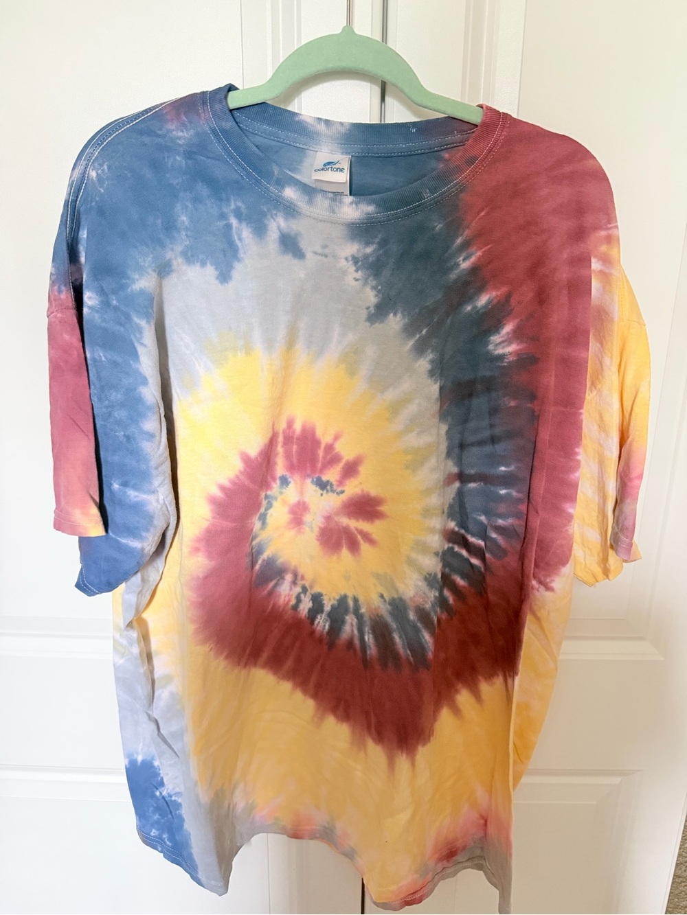 Tie-Dye Spiral Women’s  T-Shirt in Yellow, Blue & Red - Unbranded